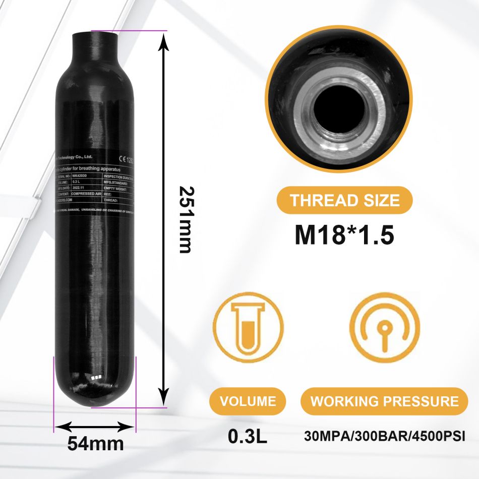 0.3L Carbon Fiber Gas Cylinder