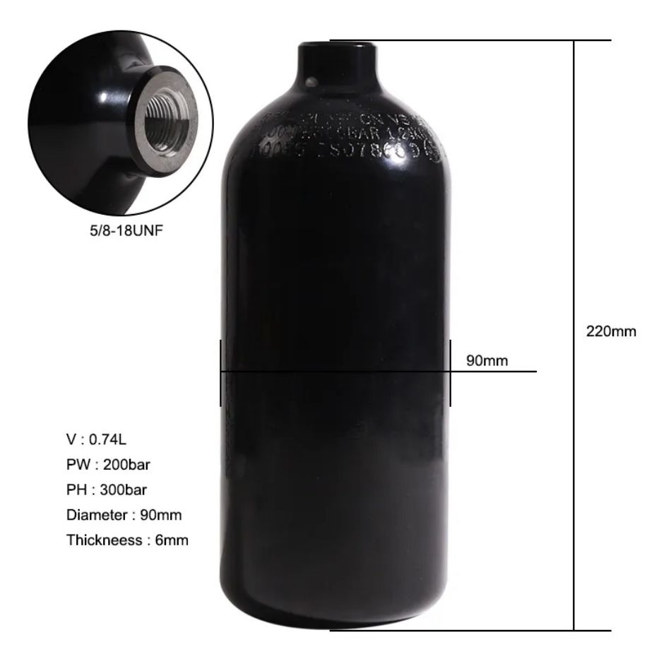 0.75L high pressure 3000psi aluminum bottle